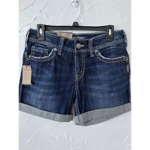Silver Jeans SUKI Mid Short Dark  Size 29 "Length 4 1/2 NEW